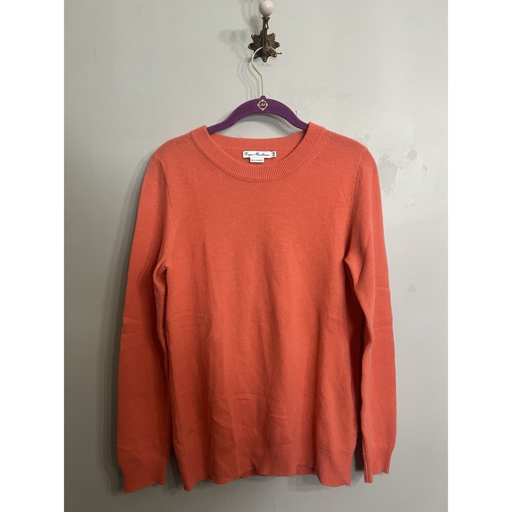 Enzo Mantovani 100% Cashmere Sweater M Coral Crewneck Luxury Classic Cozy